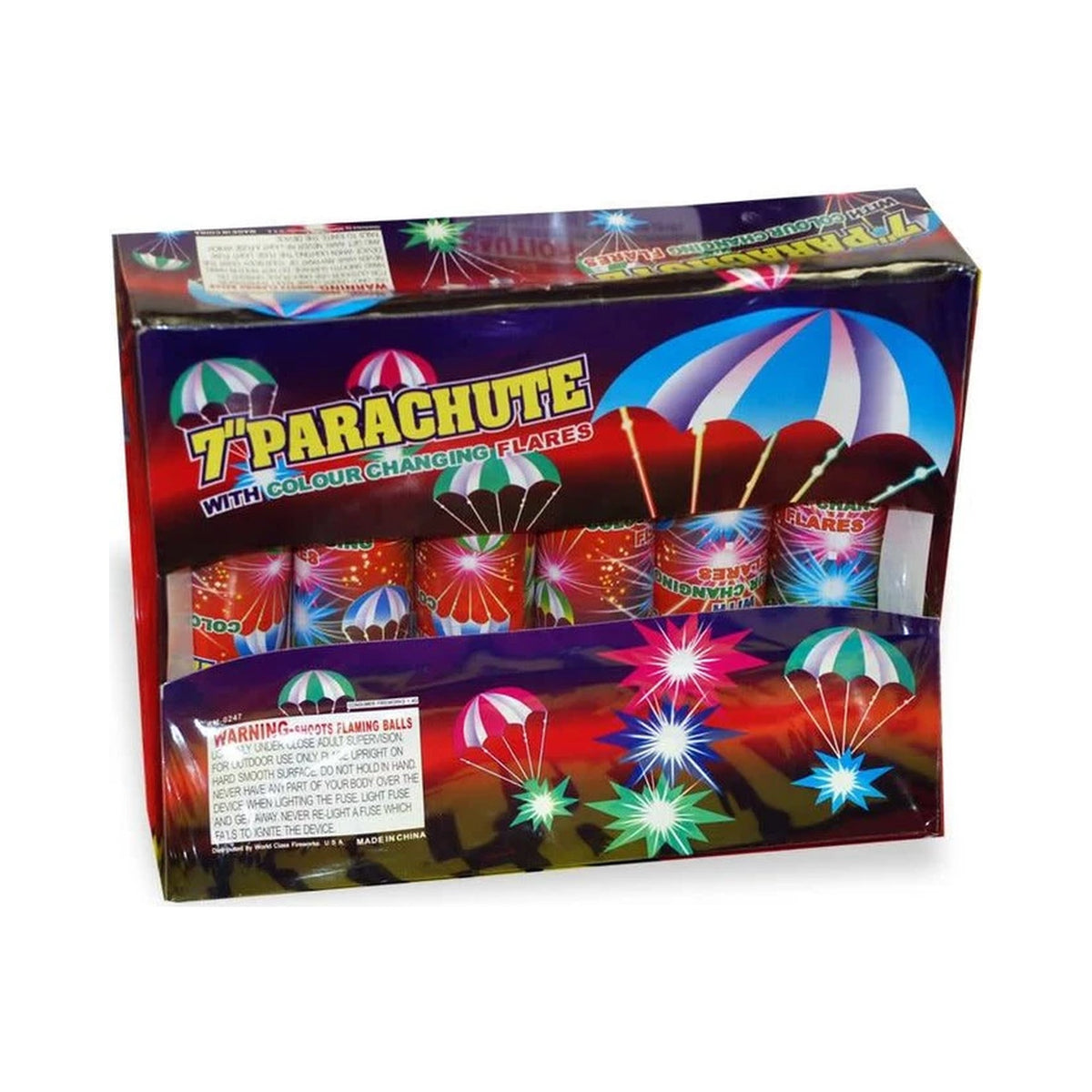Boomer 7 inch Parachute with Colour Changing Flares box of 6